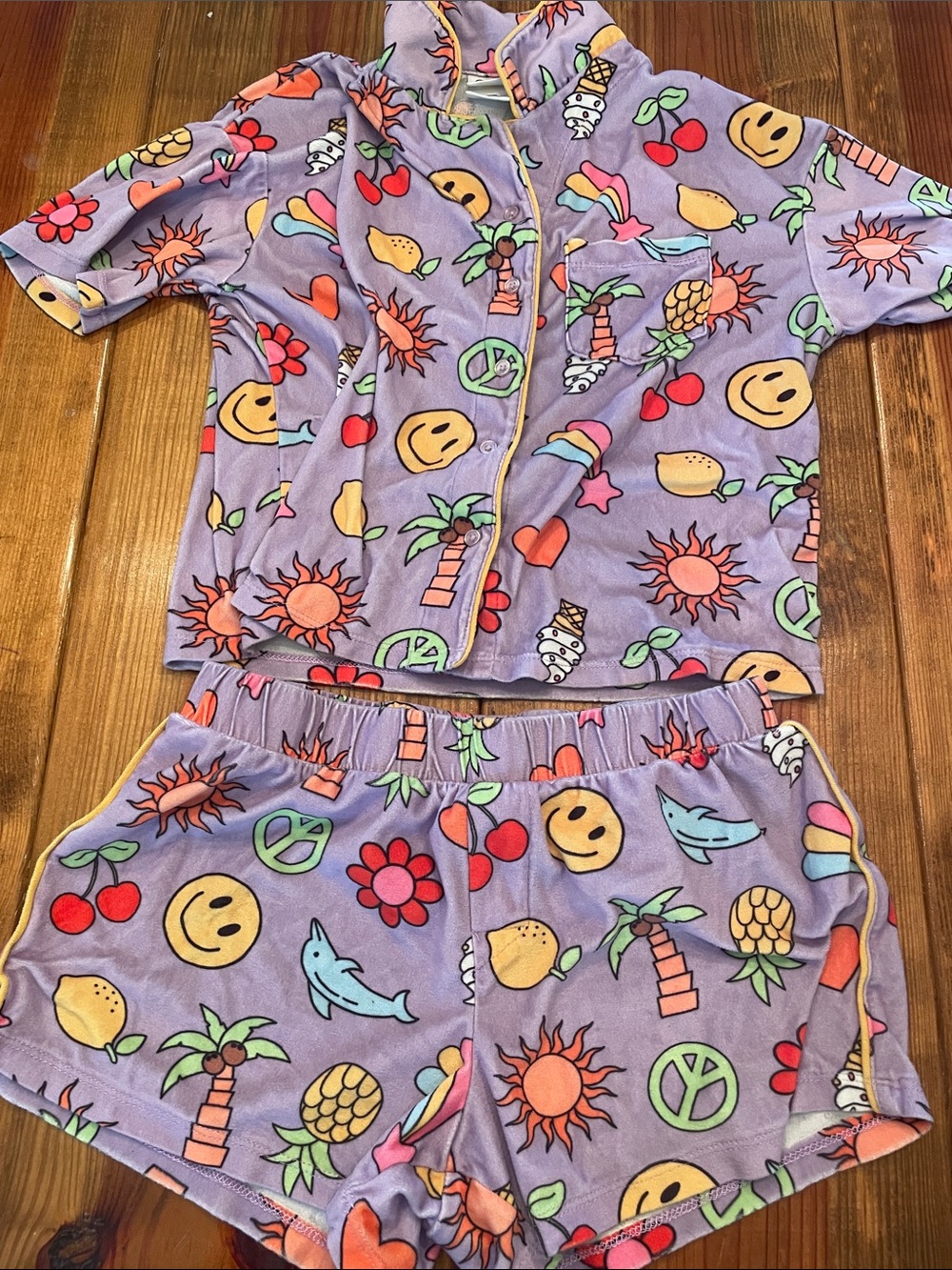 Target Purple Emoji & Tropical Short Pajama Set